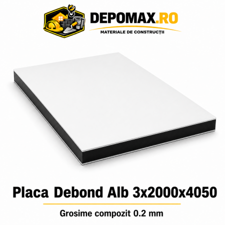Placa BOND alb 3mm, 2000x4050mm, aluminiu 0.2mm